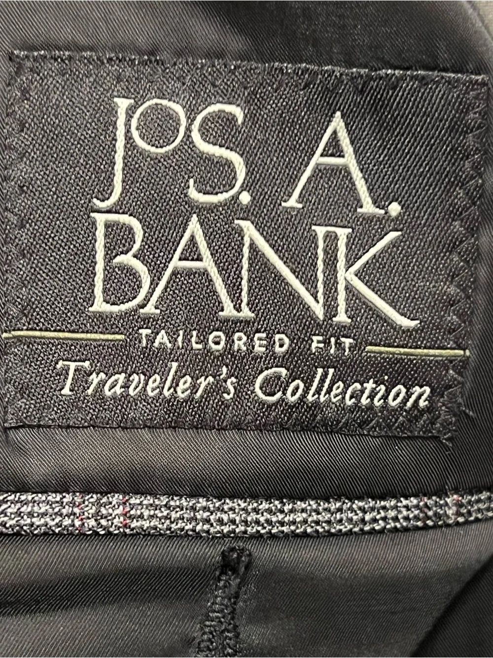 Jos A  Bank Window Pane Sport Coat Blazer Jacket 100% Wool Gray Men 44XL